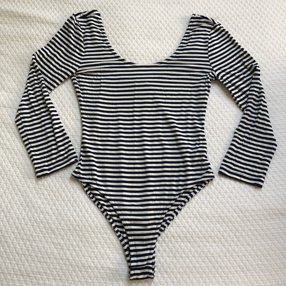 Navy Stripped Bodysuit - Picture 3 of 6